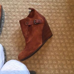 Nine West suede booties wedge heel